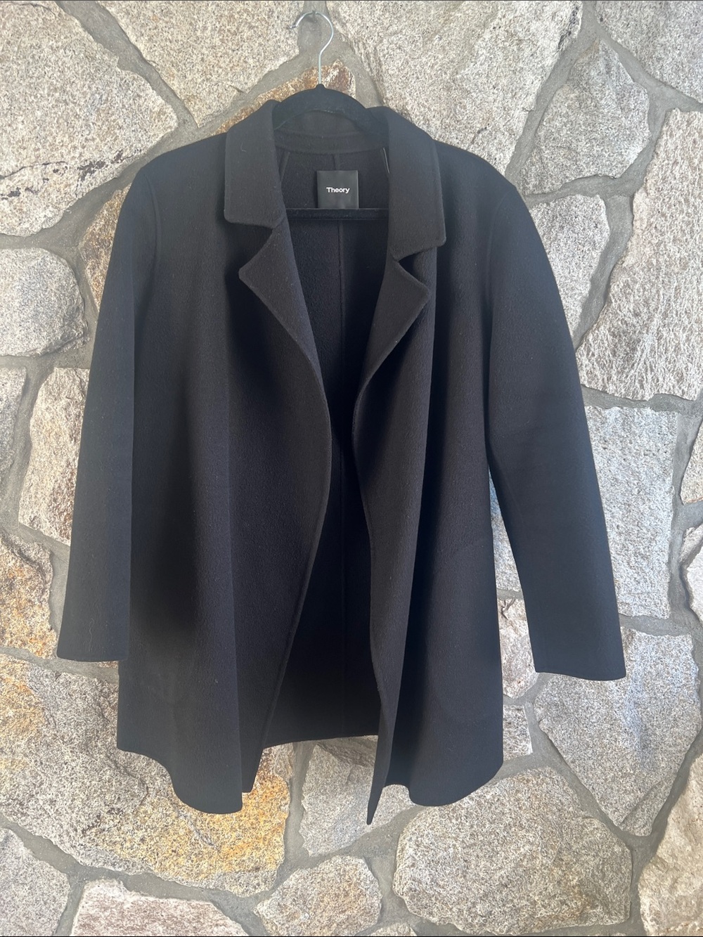 Theory Black Open-Front Trench Coat